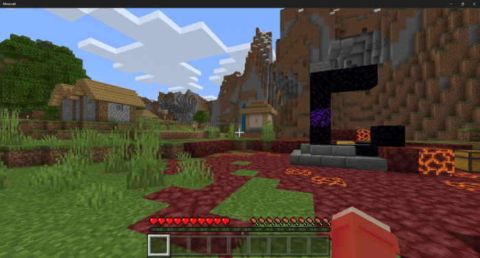 Village, Ruined Portal At Spawn (Seed)